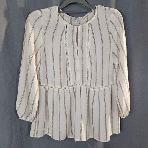 Fever Creme‎ Colored Striped Baby Doll Top Size S - Picture 1 of 6